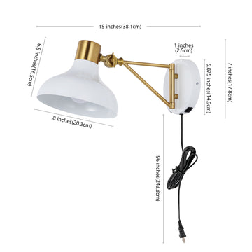 Lynn 15" Swing Arm Modern Midcentury Iron USB Charging Port LED Sconce - JONATHAN Y